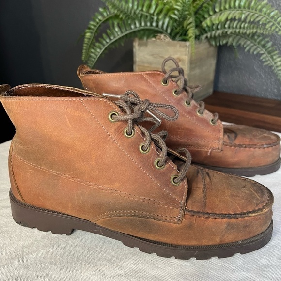 Vintage Lehigh Brown Leather Steel Toe Ankle Work Boots - Picture 7 of 8